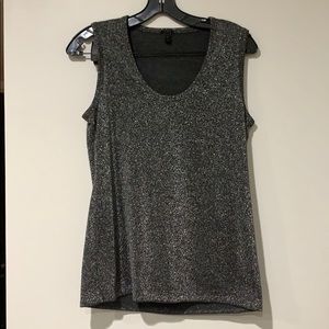 J Crew Shimmery Black and Silver Tank Blouse